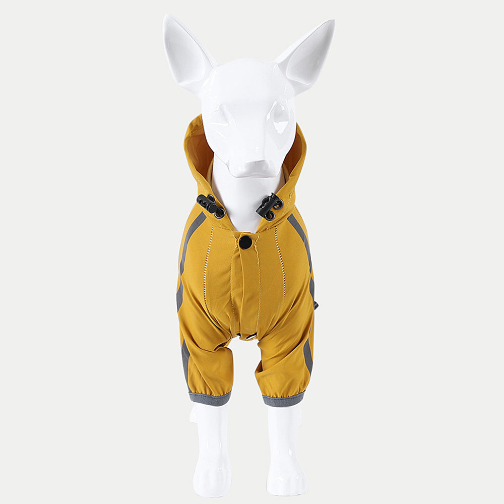 Waterproof Dog Raincoat with Hood, Reflective Strap & Leash Hole